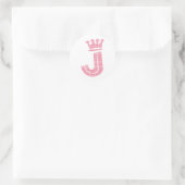 CROWN INITIAAL PINK J RONDE STICKER (Tas)