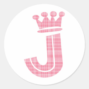 CROWN INITIAAL PINK J RONDE STICKER
