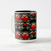 Crown Jewel Hearts Pattern Coffee Mok (Voorkant links)