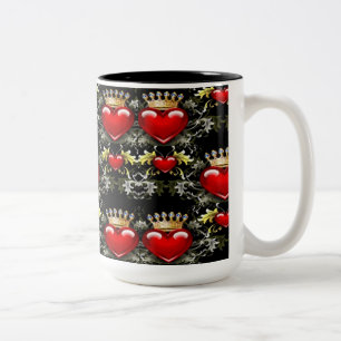 Crown Jewel Hearts Pattern Coffee Mok