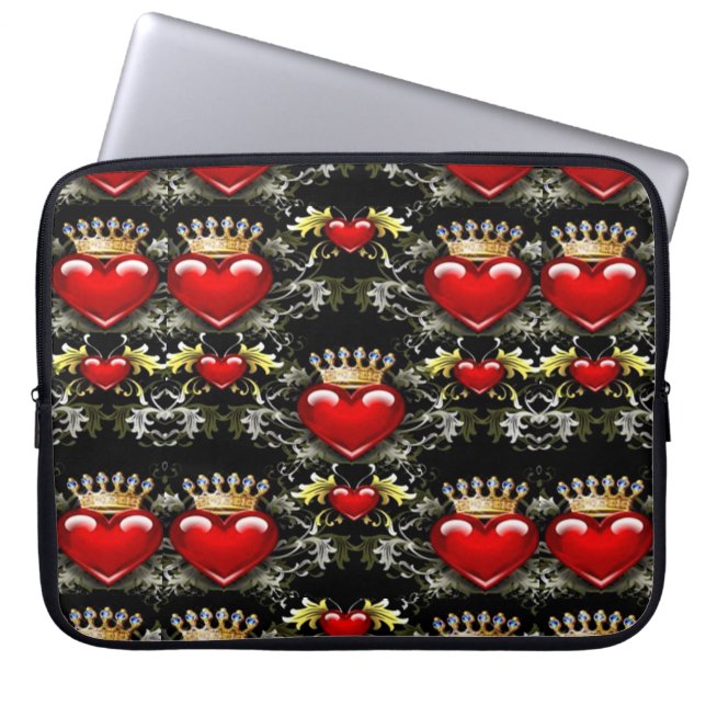 Crown Jewel Hearts Pattern-laptophoes Laptop Sleeve (Voorkant)