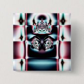 Crown Jewel Vierkante Button 5,1 Cm (Voorkant)