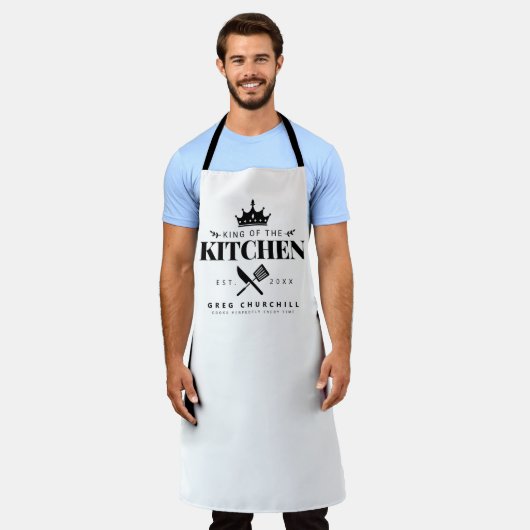 Crown King of the Kitchen Foodie Dad Personalized Schort (Gedragen)