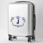 Crown Monogram Letter "J" Vinyl Sticker (Koffer)