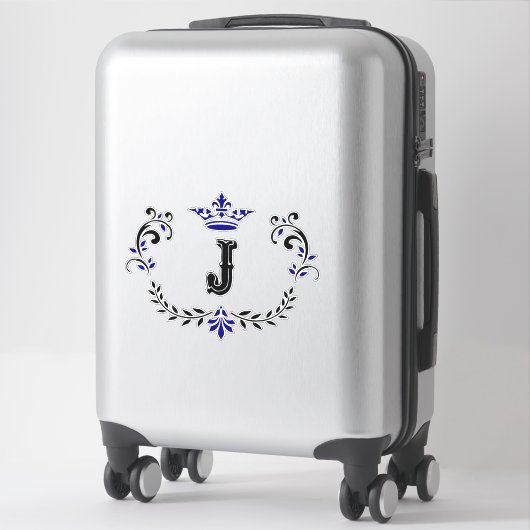 Crown Monogram Letter "J" Vinyl Sticker (Koffer)