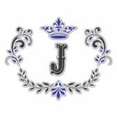 Crown Monogram Letter "J" Vinyl Sticker (Voorkant)