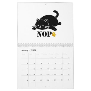 Crown NOPE Zwarte Kat Grappig voor Kat Liefhebbers Kalender
