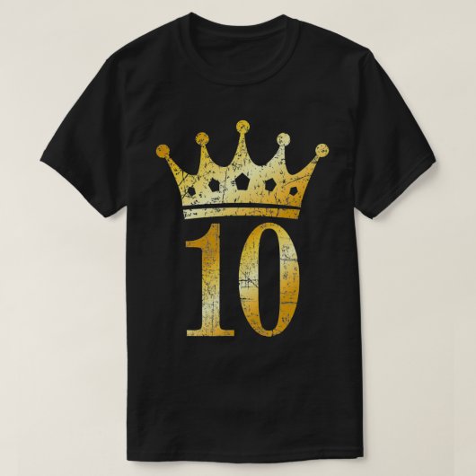 Crown Number 10 (Antique Yellow) 10th Birthday  T-shirt (Design voorkant)