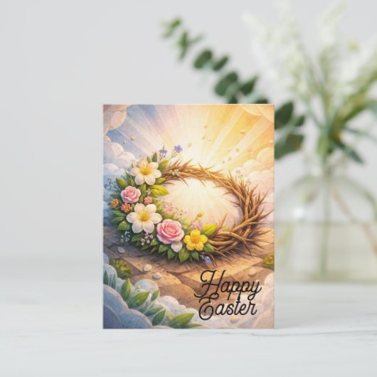 Crown of Thorns Religious Easter Postcard Briefkaart (Staand voorkant)