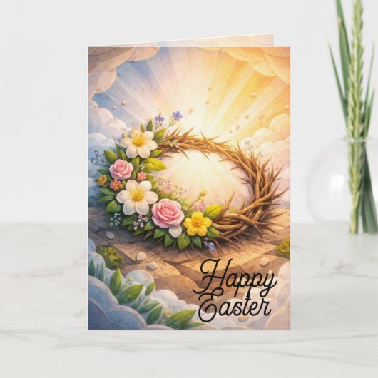 Crown of Thorns Vertical Folded Easter Card Kaart (Voorkant)