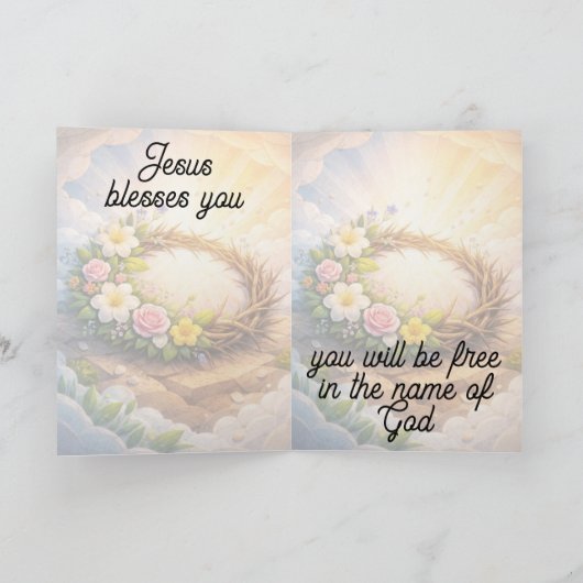 Crown of Thorns Vertical Folded Easter Card Kaart (Binnen)
