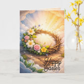 Crown of Thorns Vertical Folded Easter Card Kaart (Gele Bloem)