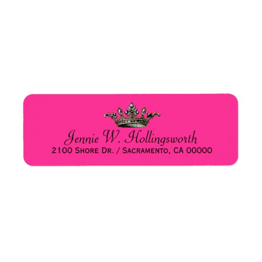 Crown Pink Girly Retouradres Etiket (Voorkant)