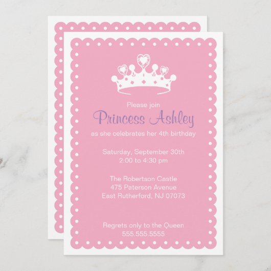 Crown Princess Invitation Kaart (Voorkant / Achterkant)