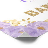 Crown Princess Paars Floral Baby shower Welcome Poster (Hoek)