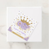 Crown Princess Paars Floral Gold Glitter Birthday Bedankjes Labels (In situ)
