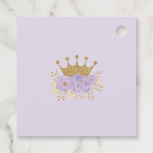 Crown Princess Paars Floral Gold Glitter Birthday Bedankjes Labels (Achterkant)
