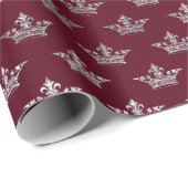 Crown Princess Royal Maroon Burgundy Silver Cadeaupapier (Rol Hoek)