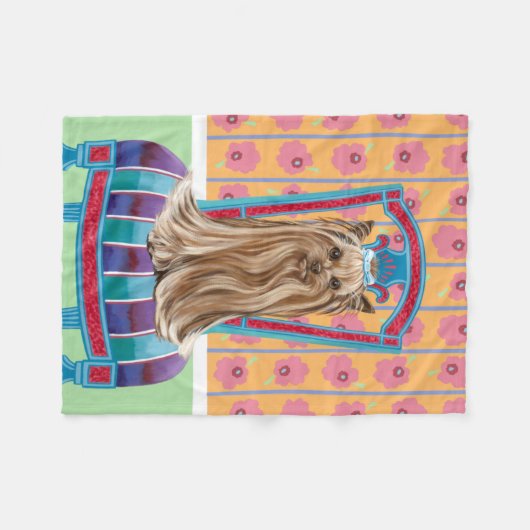 Crown Princess Yorkie Fleece Deken (Voorkant (Horizontaal))