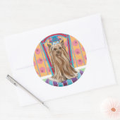 Crown Princess Yorkie Ronde Sticker (Envelop)