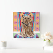 Crown Princess Yorkie Vierkante Klok (Huis)