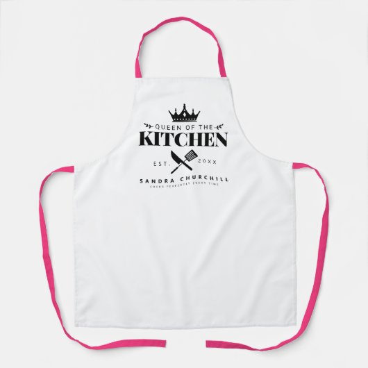 Crown Queen of the Kitchen Lady Chef Personalized Schort (Voorkant)