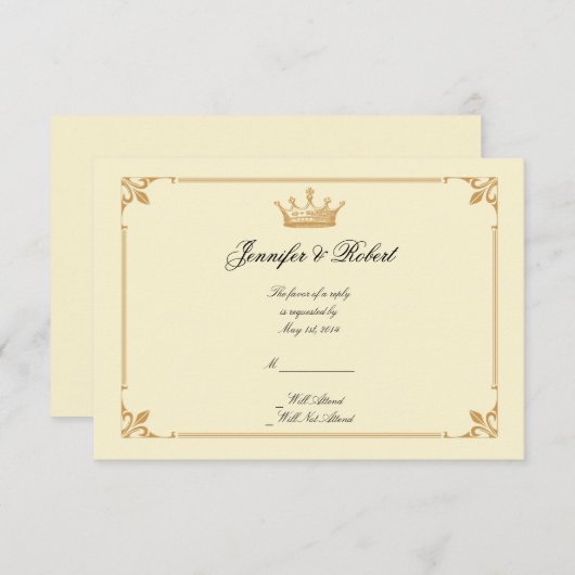 Crown Regency in Gold en Ivory Response Kaart (Voorkant / Achterkant)