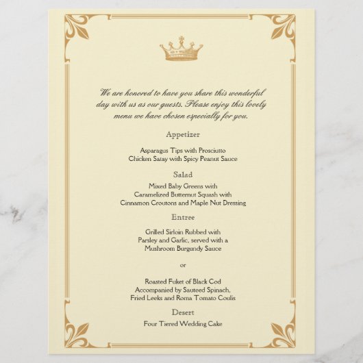Crown Regime in het menu Gold en ivoor Wedding (Voorkant)