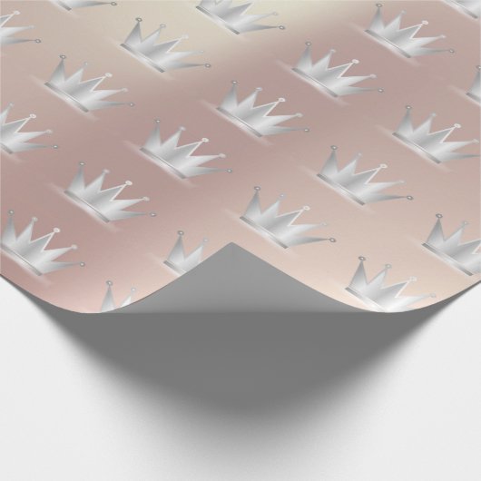 Crown Roos Gold Silver Prince Princess Sweet 16th Cadeaupapier (Hoek)