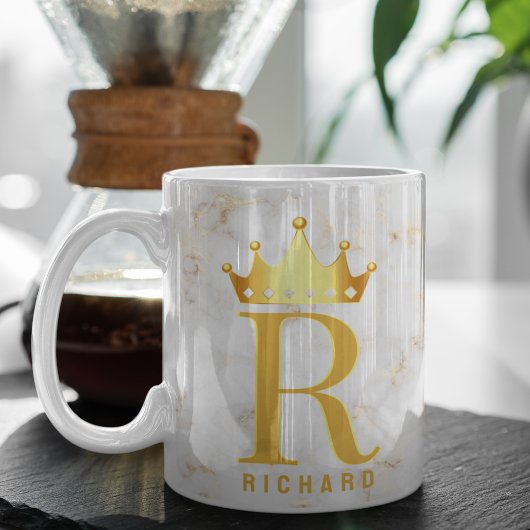 Crown Royal Initiaal Letter Monogram Name Marble Koffiemok