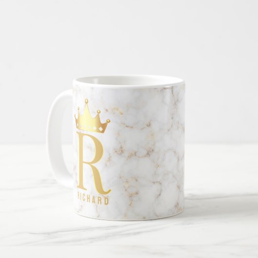 Crown Royal Initiaal Letter Monogram Name Marble Koffiemok (Voorkant links)