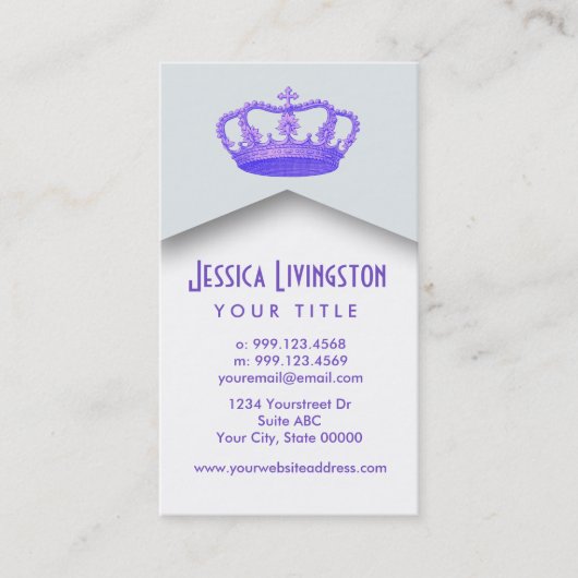 Crown Royalty Princess of Queen Sjabloon V2 PAARS Visitekaartje (Voorkant)