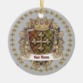 Crown Shield Family Crest Achternaam custom orname Keramisch Ornament (Voorkant)