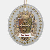 Crown Shield Family Crest Achternaam custom orname Keramisch Ornament (Links)