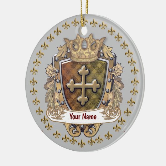 Crown Shield Family Crest Achternaam custom orname Keramisch Ornament (Links)
