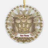 Crown Shield Family Crest Achternaam Keramisch Ornament (Voorkant)