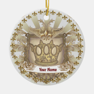 Crown Shield Family Crest Achternaam Keramisch Ornament