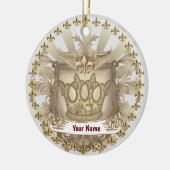 Crown Shield Family Crest Achternaam Keramisch Ornament (Links)
