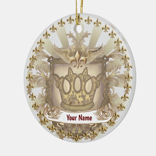 Crown Shield Family Crest Achternaam Keramisch Ornament (Links)