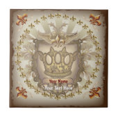 Crown Shield Family Crest Achternaam Tegeltje (Voorkant)