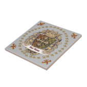 Crown Shield Family Crest Achternaam Tegeltje (Zijkant)