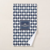 Crown Slate Blue, Grey and White Quatrefoil Bad Handdoek (Handdoek)