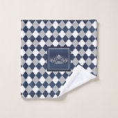 Crown Slate Blue, Grey and White Quatrefoil Bad Handdoek (Wasdoekje)
