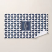 Crown Slate Blue, Grey and White Quatrefoil Bad Handdoek (Handdoek)