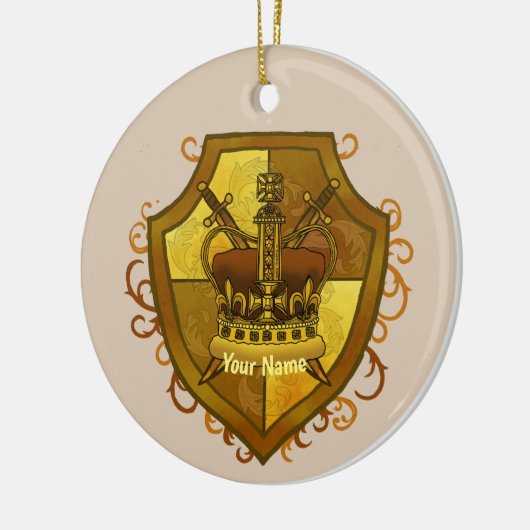 Crown Sword Shield achternaam Keramisch Ornament (Links)