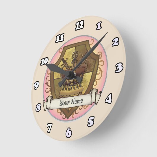 Crown Sword Shield achternaam klok (Hoek)