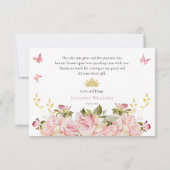 Crown | Vlinders Bloemen Prinses Verjaardag Bedankkaart (Achterkant)