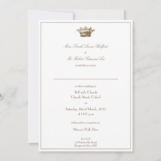 Crown Wedding Invitation Kaart (Voorkant)