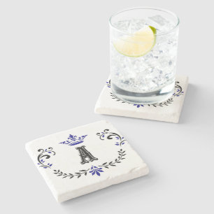 Crown Wreate A Monogram Stenen Onderzetter