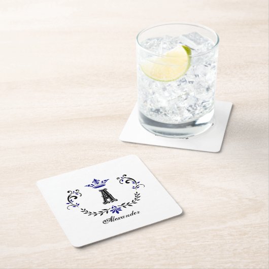 Crown Wreater A Monogram Wedding Kartonnen Onderzetters (Insitu)